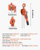 Manual Lever Chain Hoist, 3/4T 750KG Capacity Heavy Duty Come Along, 3M Lift G80 Alloy Steel Chain With Dual Pawl Mechanical Brake, 360° Rotating