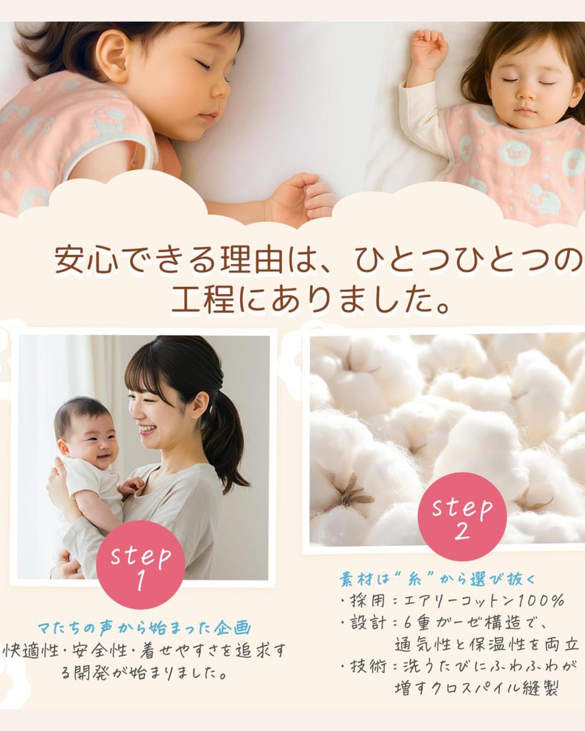 Aicoco Schlafsack aus weichem und flauschigem japanischem luftigem leichtem Babyschlafsack für Frühling und Unisex-Modell für Neugeborene und Jungen Gaze-Konstruktion für