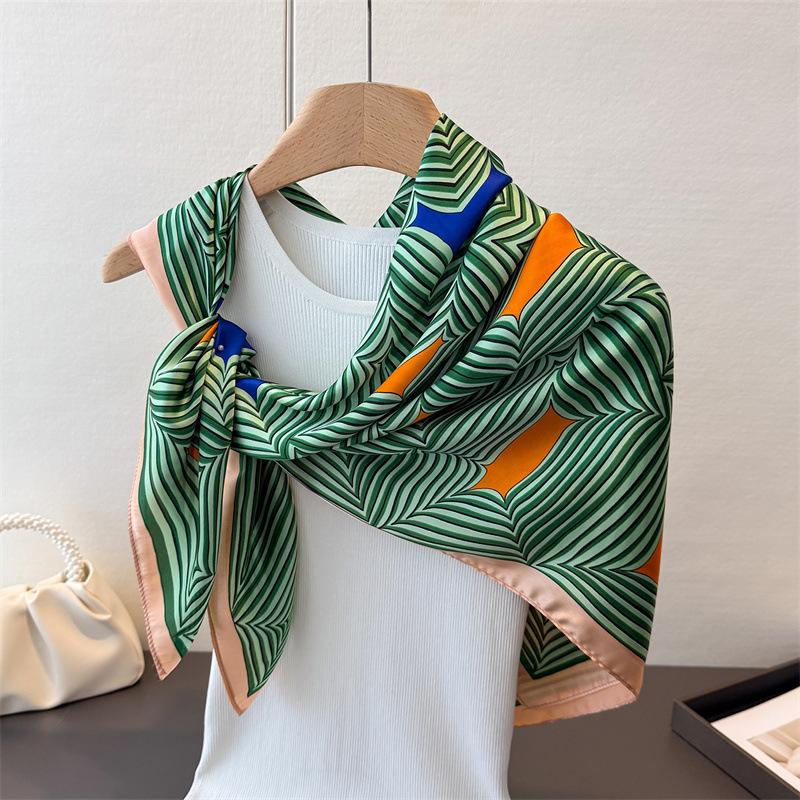 

Весенне-осенний профессиональный атласный шарф-каре из искусственного шелка с принтом, шелковый шарф, шаль, головной платок, шарф для защиты шеи 90*90cm