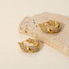 18K Gold & Zircon U-Shaped Irregular Twisted Earrings for Women