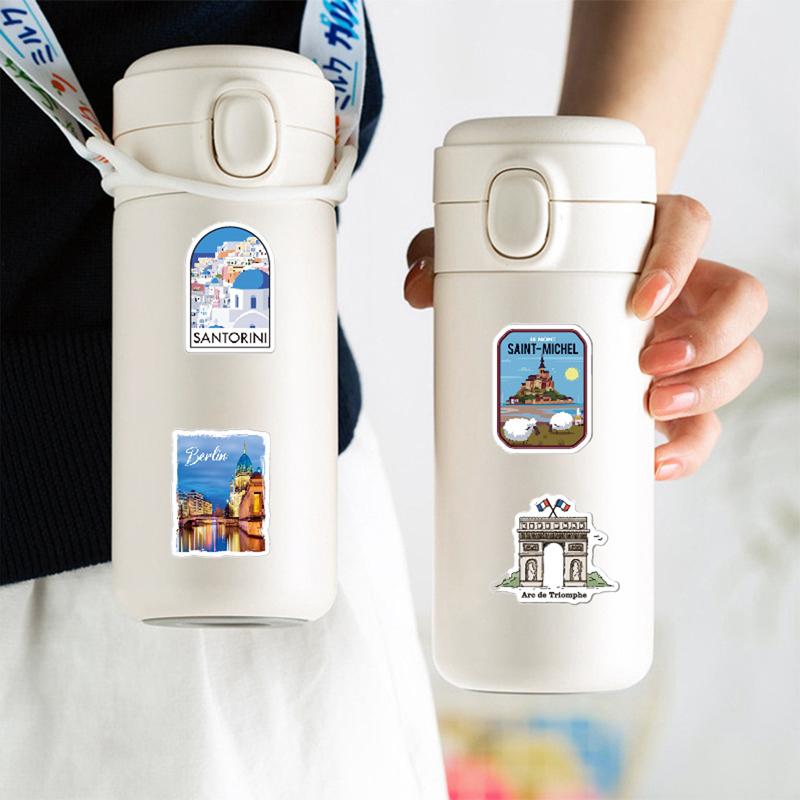 100 Stück Süße Reiseaufkleber Outdoor Weltreise-Aufkleber-Pack Wasserfeste Vinyl-Kartenaufkleber für Koffer, Fahrrad, Laptop