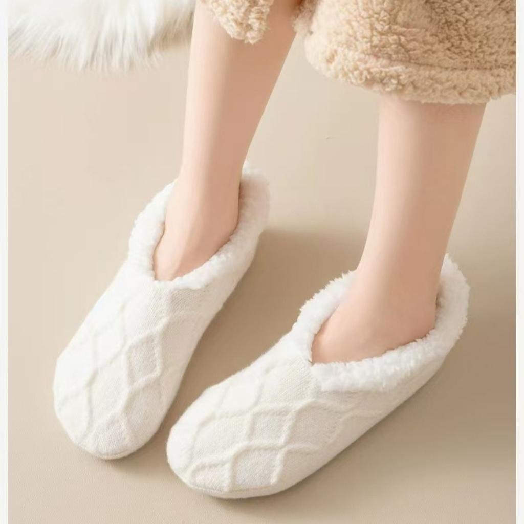Chaussettes de sol, Peluche, Épaissies, Chaussettes chaudes, Pour femmes, Maison, Antidérapantes, Chauffe-pieds, Chaussettes en laine