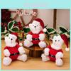 Adorable Plush Christmas Bear Figurine Soft Cute Holiday Decor For Kids Gifts