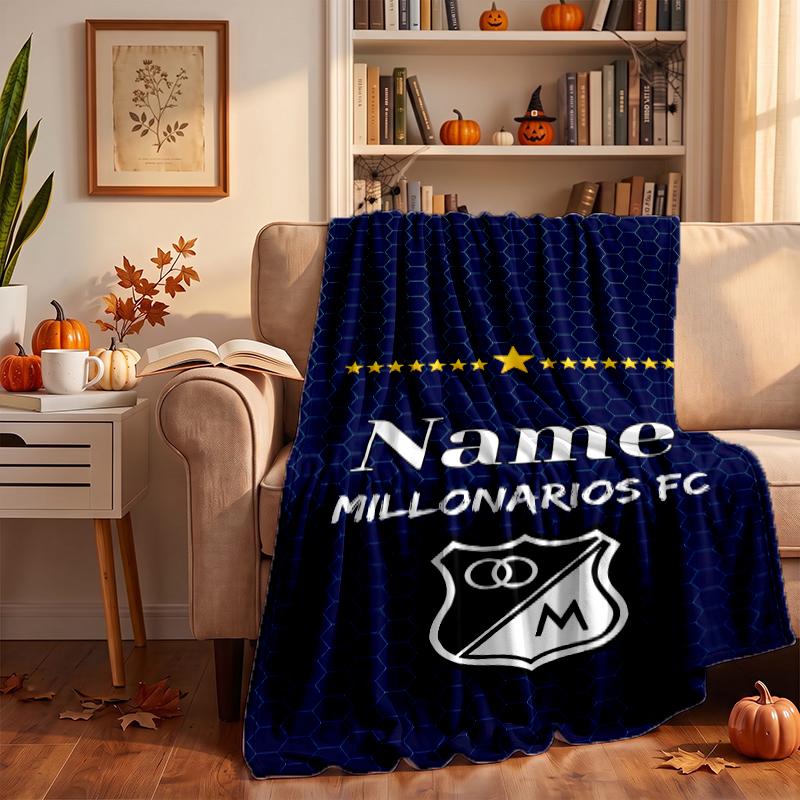 Millonarios FC Custom Flannel Blankets Soft Warm Cozy Throws for Home Decor Holiday Gifts