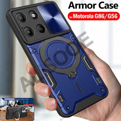 Schiebekamera-Hülle für Motorola G86 G56 Hülle Armor Magnetischer Ringständer Schutz Handyhülle für Motorola Moto G86 G56 Capa