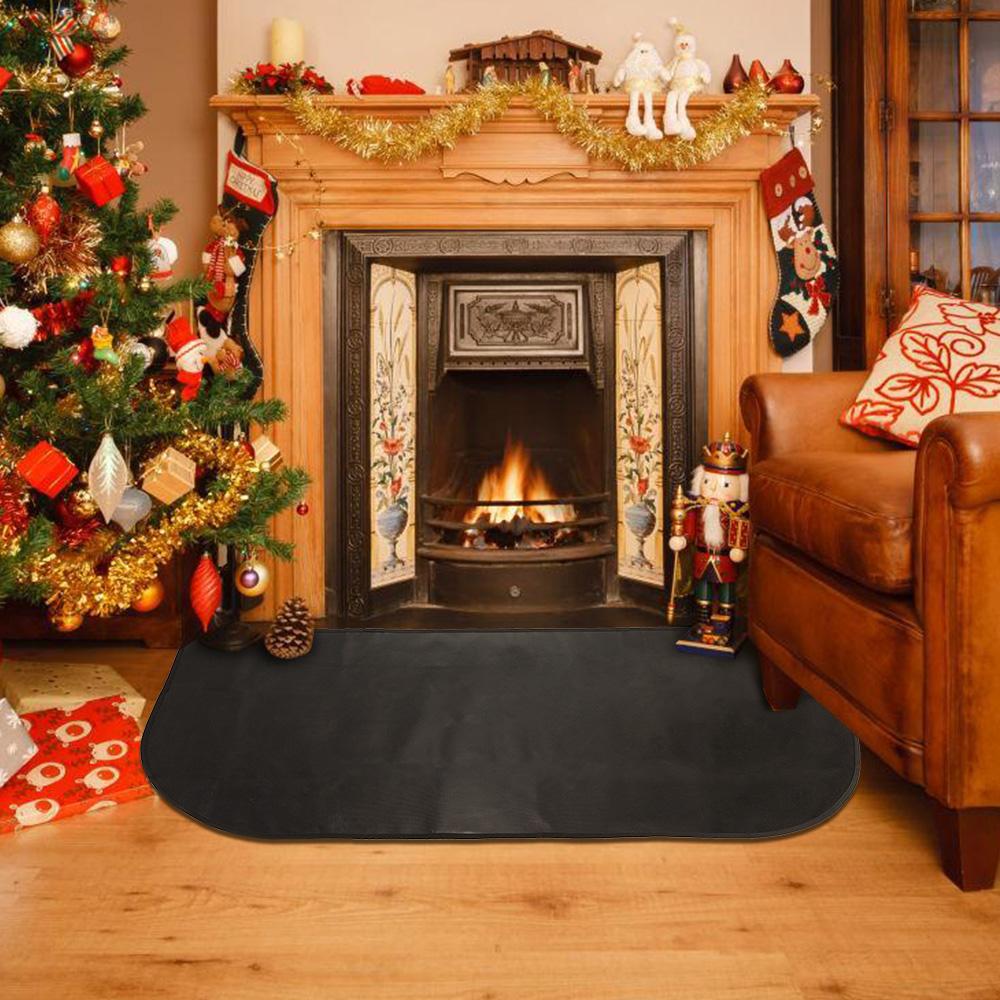 Fireproof Hearth Rug Flame Resistant Fireplace Rug Mat Half Round Floor Protective Rug Fiberglass Fireproof Wooden Stove Mat