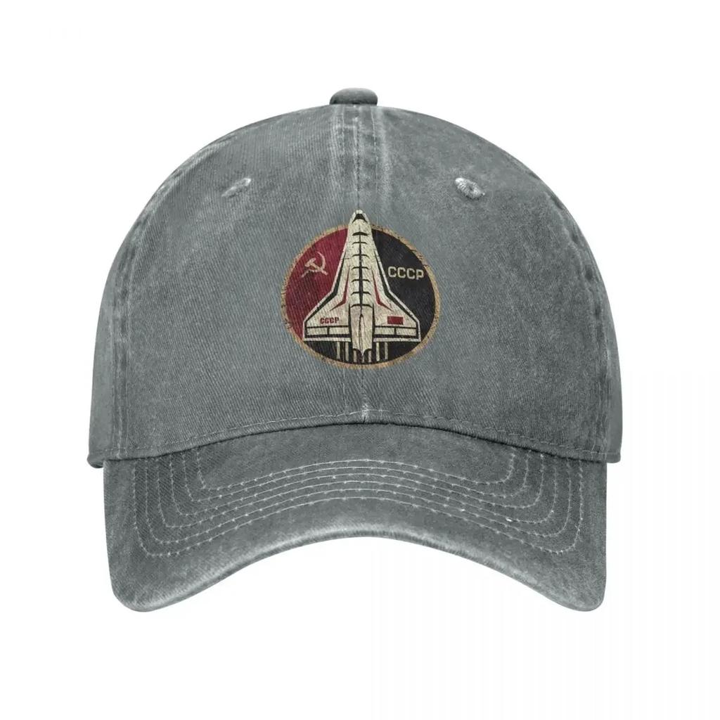 Vintage CCCP Yuri Gagarin Rymd Basebollkepsar för Unisex Kvinnor Sliten Tvättad Solkeps Rymdfärja Emblem Justerbar Passform Kepsar Keps