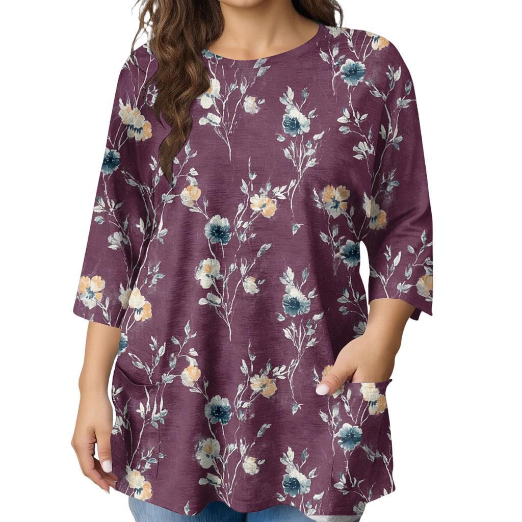 Dámska módna blúzka s potlačou a krátkym rukávom vo veľkosti Plus Size pre elegantné dochádzanie do práce a bežné nosenie