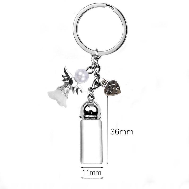 Chaveiro de Garrafa Vazia de Vidro Pingente Transparente Frascos de Óleos Essenciais Perfume Mini Garrafa dos Desejos Chaveiro Para Artesanato DIY