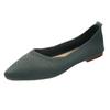 Solid Color Pointed Toe Women's Slip-On Flats - Breathable, Low Heel, Casual Knit Design