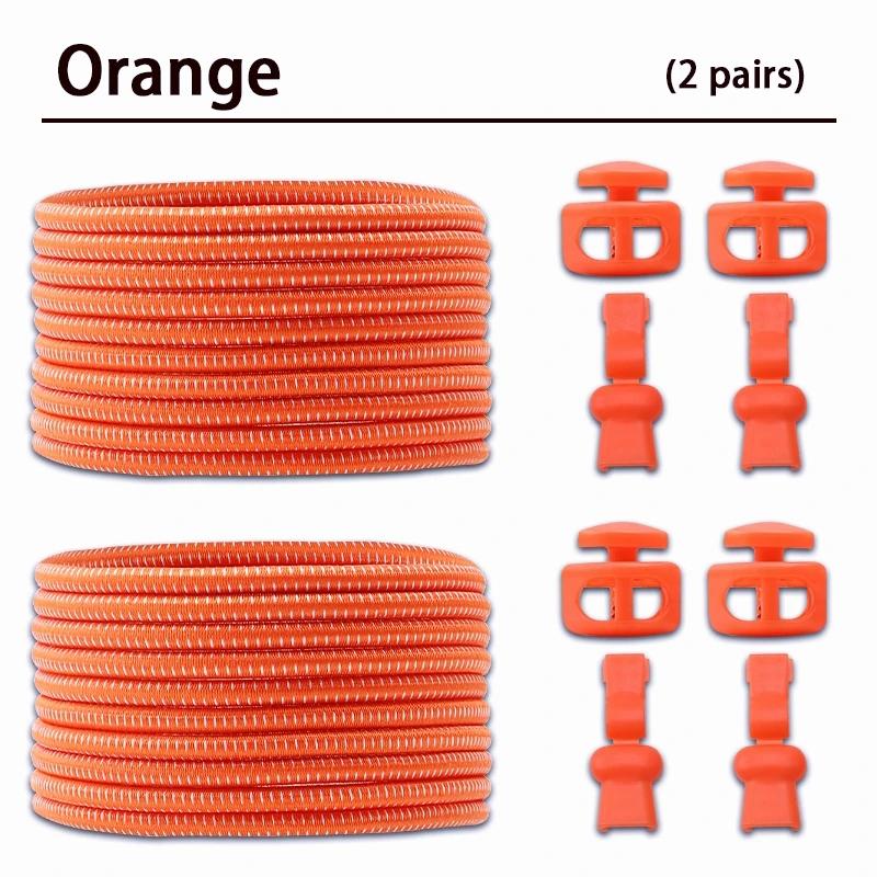 2 Pair round Elastic Shoelaces for Kids & Adults No-Tie Lock Shoelace Sneakers Quick-Lock Shoe Laces Accessory Pack