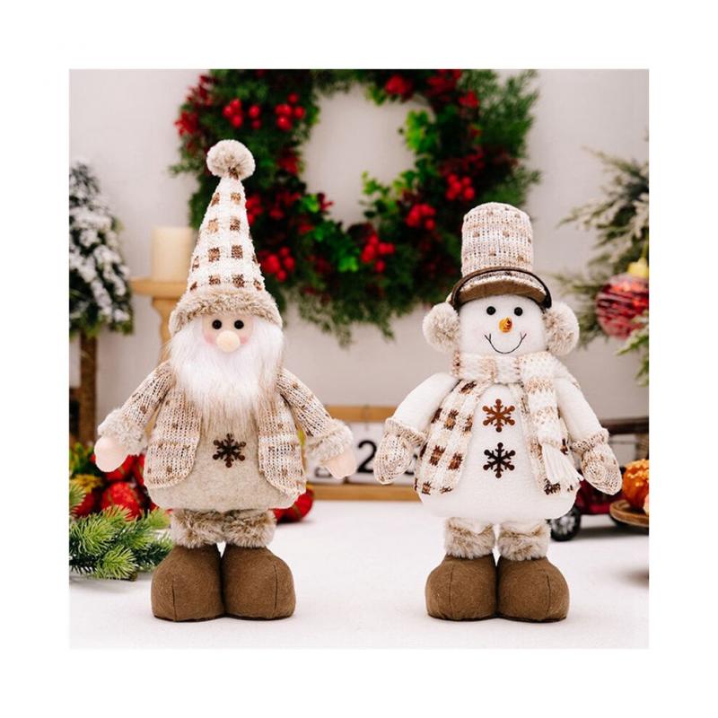 Weihnachts-Stehdekoration, Dehnbare Puppe für Weihnachts-Bodendekoration, Schneemann, Plüsch-Weihnachtsdekoration