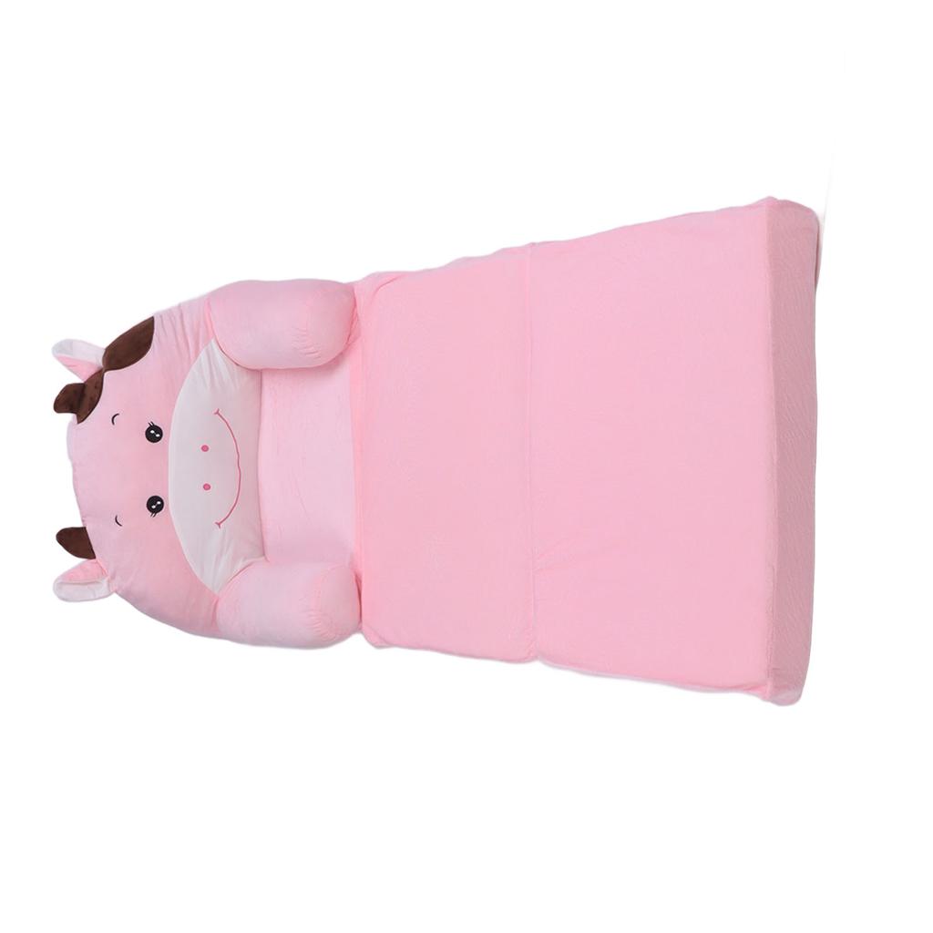 Foldable Kids Sofa Cute Cartoon Soft Comfortable Children Folding Couch Sofa Bed for Boys Girls Bedroom Pink Cow