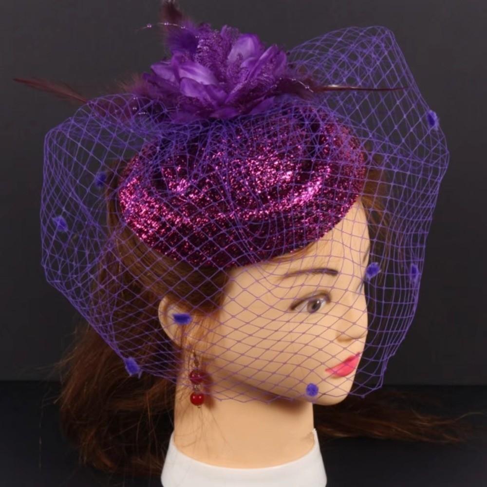 Wave Point Bridal Headdress Mesh Wedding Veil Hat Exquisite Felt Fascinator Hat  Bridal