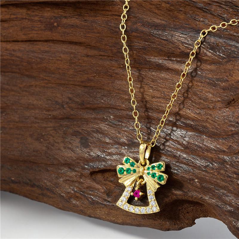 Arvaleff S925 Sterling Silver & 14k Gold Christmas Bell Necklace with Zircon and Diamonds