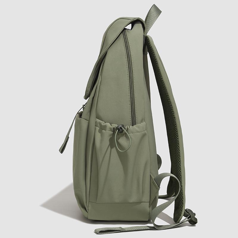 Minimalist Nylon Backpack for Women – Lightweight & Water-Resistant Design with Front Flap and Side Pockets, Perfect for Daily Use