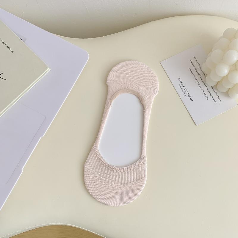 Female Summer Thin Cotton Pure Color Simple Non Slip Heel Boneless Shallow Mouth Invisible Socks