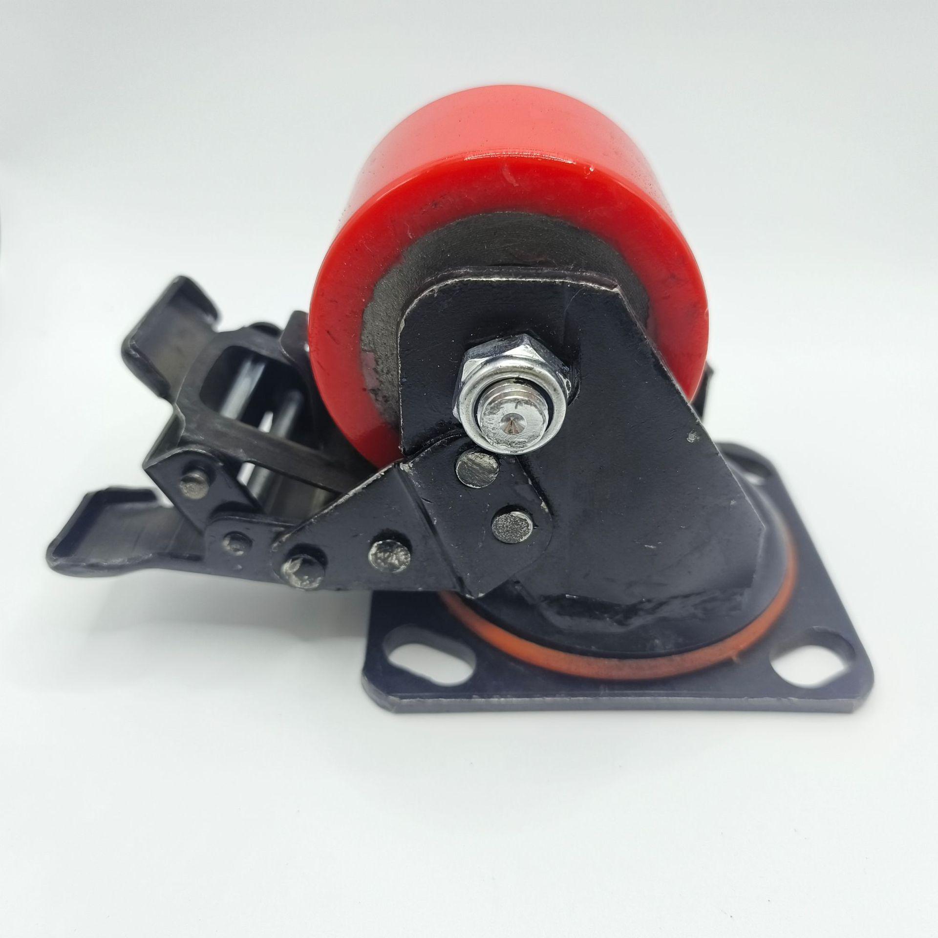 3  Iron Core PU Heavy Duty Steel Swivel Caster with 5.75  Thick Plate and Low Center of Gravity. Fixed Wheel with 5.75 Thick Bracket