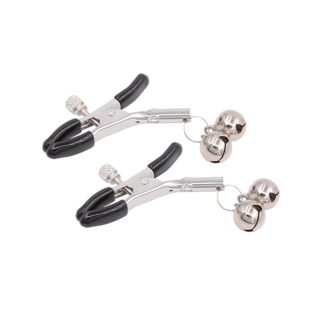 SM Double Bell Nipple Clamp Clitoral Clip Adult Flirting Nipple Stimulation an Engine of Torture Female Slave Training Couple Sex Sex Product