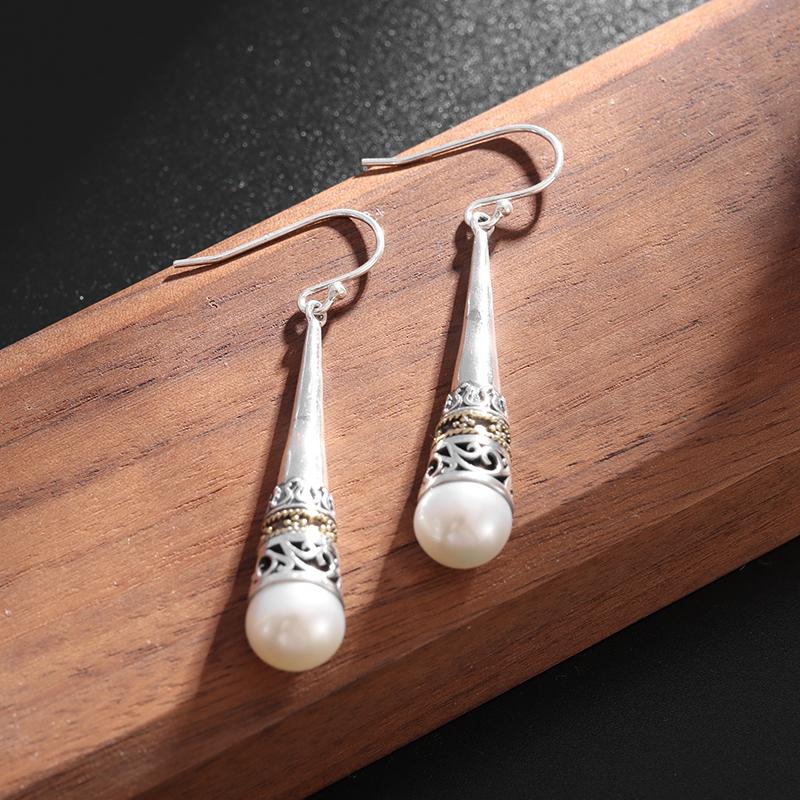 Ladies Fashion Flower Tube Pearl Dangle Earrings Hypoallergenic Earrings Elegant Fashion Party Jewelry Gifts