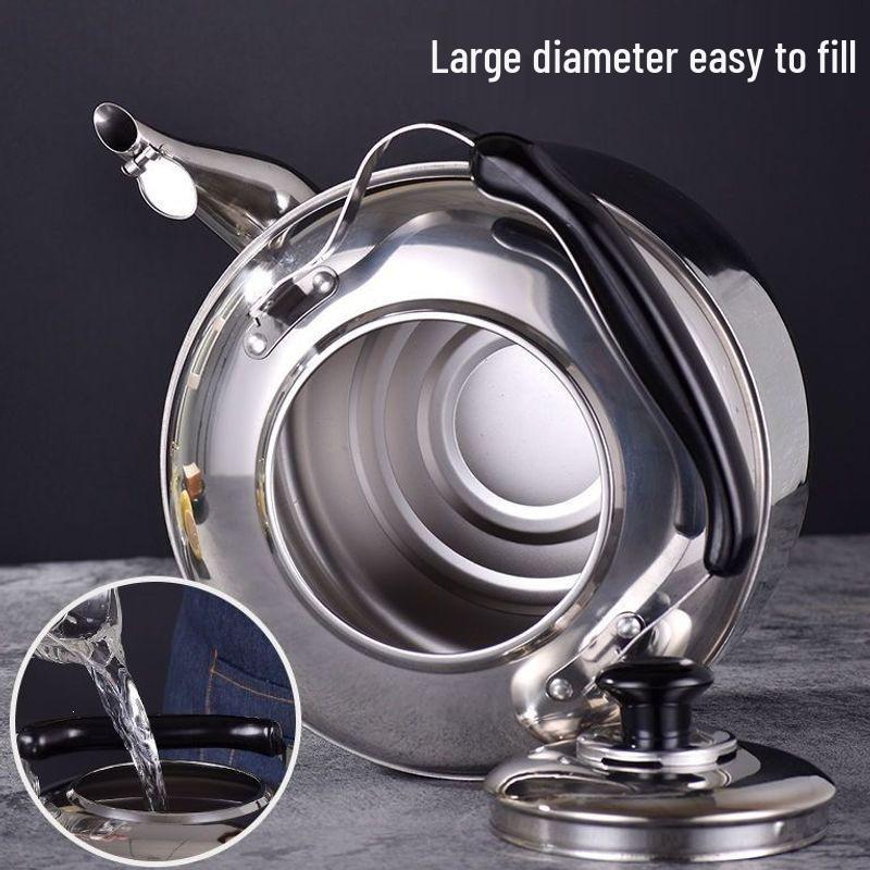 Pava Whistling de Acero Inoxidable 304 Extra Gruesa, Gran Capacidad, Compatible con Cocinas de Gas e Inducción para Uso Doméstico