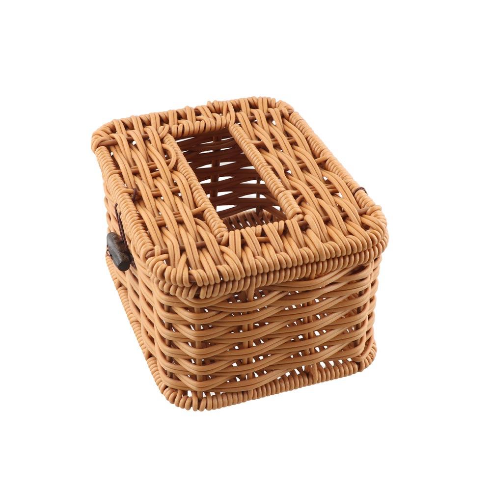 Plastic Napkin Holder Retro Style Carton Container Practical Imitation Rattan Tissue Box Home
