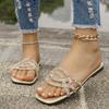 Crystal Rome Women Slippers Fashion Summer Bling Flat Shoes Women Comfort Outdoor Casual Sandals Party Slippers Slides Women