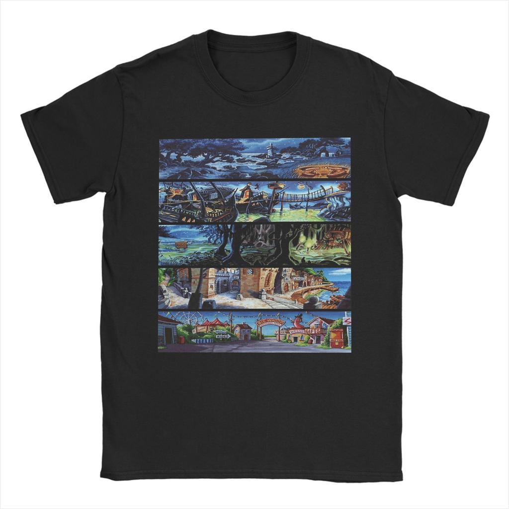 Monkey Island 2 Scenery Collage Fashion T Shirts for Men Women Pure Cotton Tee Shirt Clothing