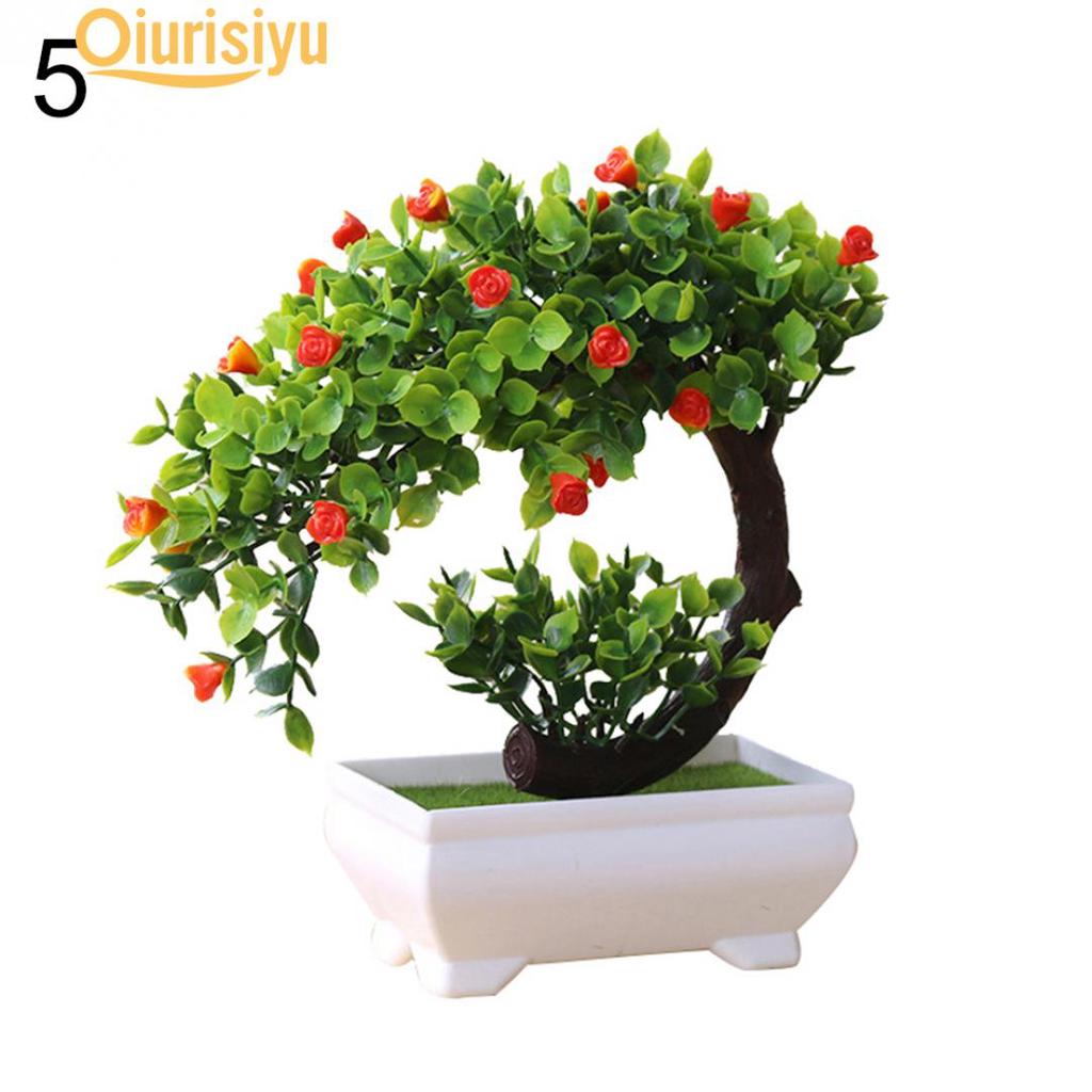 Plant Bonsai Fake Flower Potted Ornament Home Hotel Garden Decor Gift