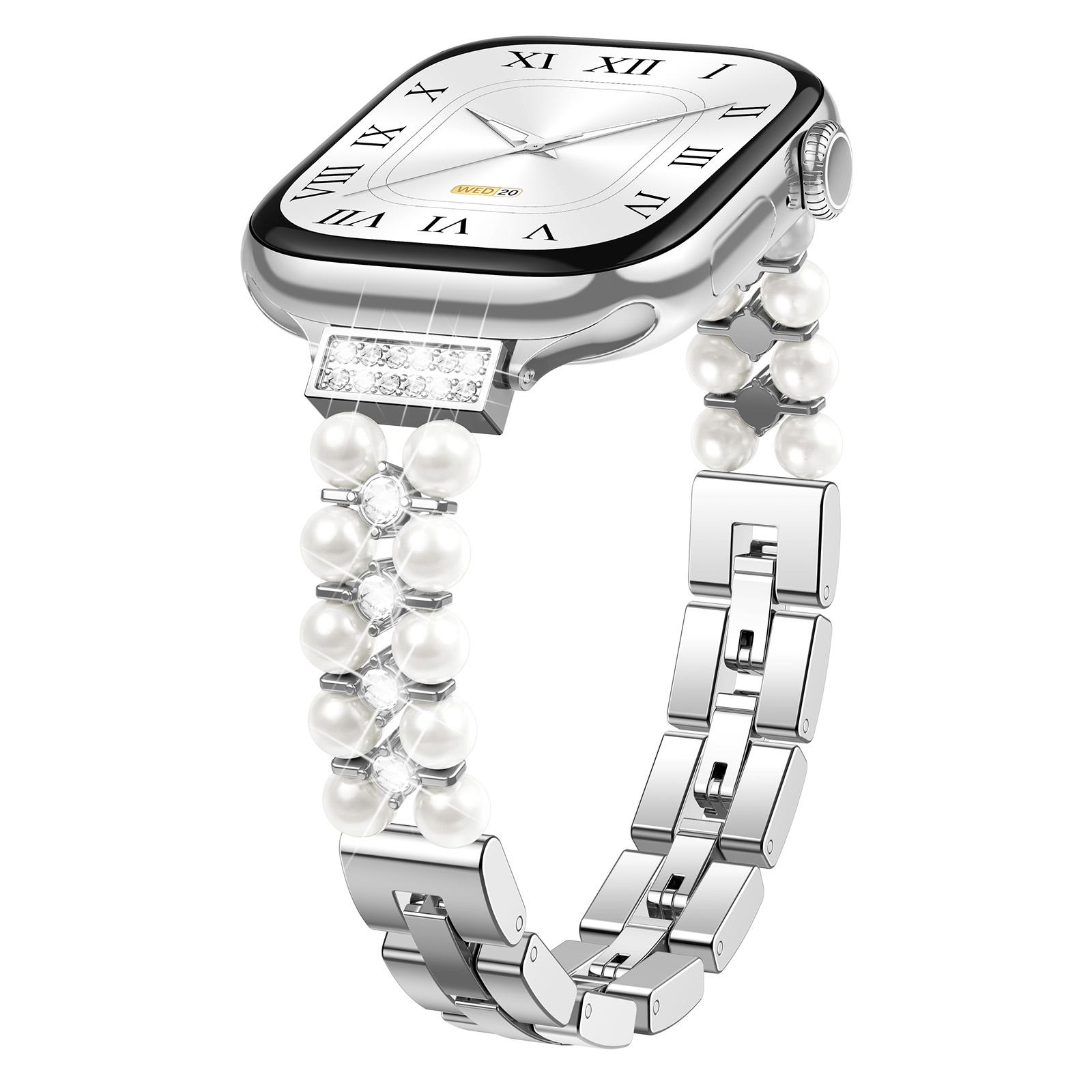 

Алмазный ремешок для Apple Watch 40 мм 44 мм 45 мм 46 мм Тонкий браслет из нержавеющей стали iWatch series 11 10 9 8 se ultra 3 38 40 41mm S10-42mm серебряный