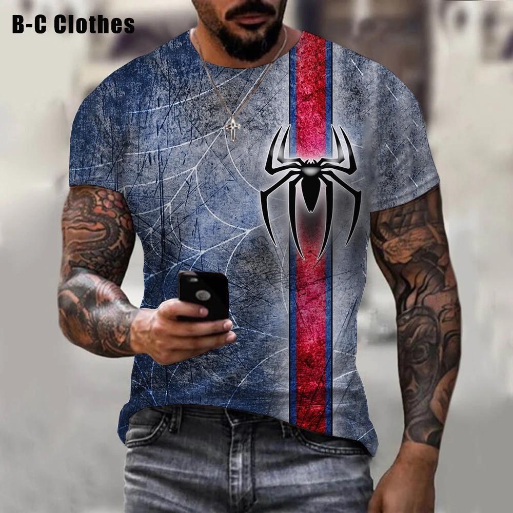

Лето, красный паук, футболка с принтом, тело паука, принт 3, футболка, холодный человек, футболка с короткими рукавами-пауками 6XL