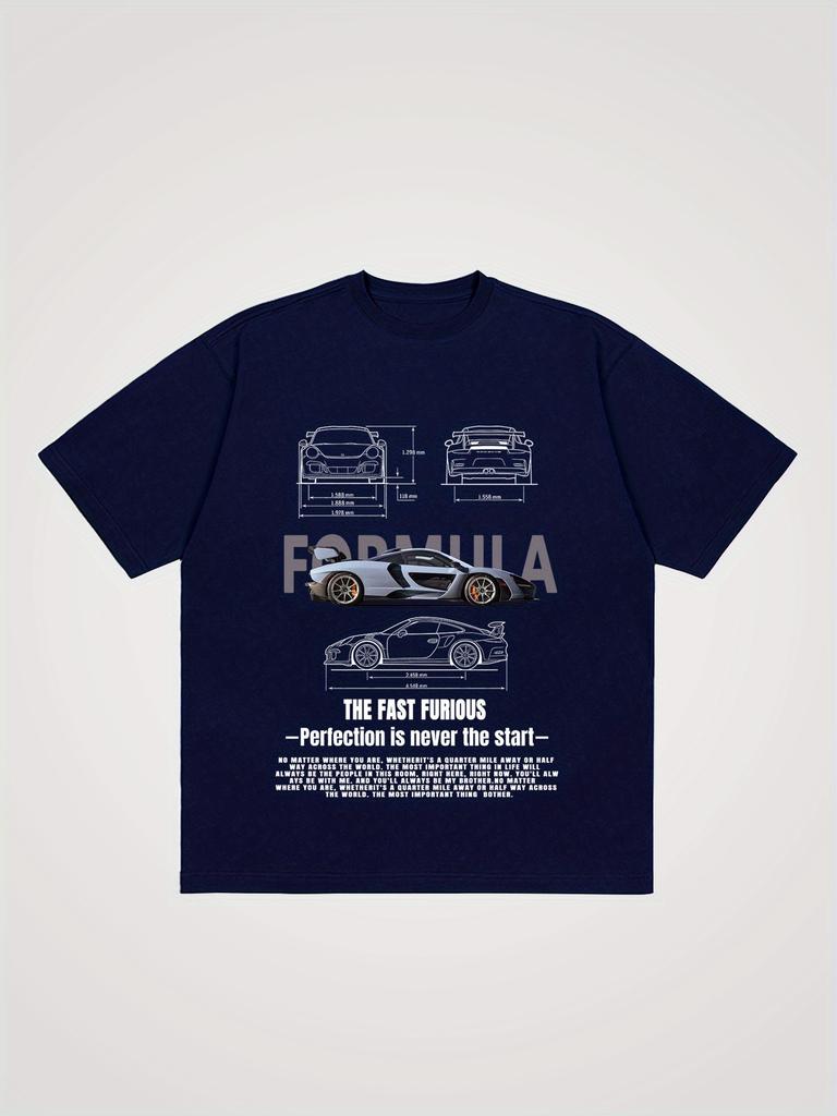 Neues Sommer-Herren-T-Shirt aus 100 % Baumwolle mit lässigem Schnitt und Cartoon-Autos ist perfekt zum Tragen im Sommer