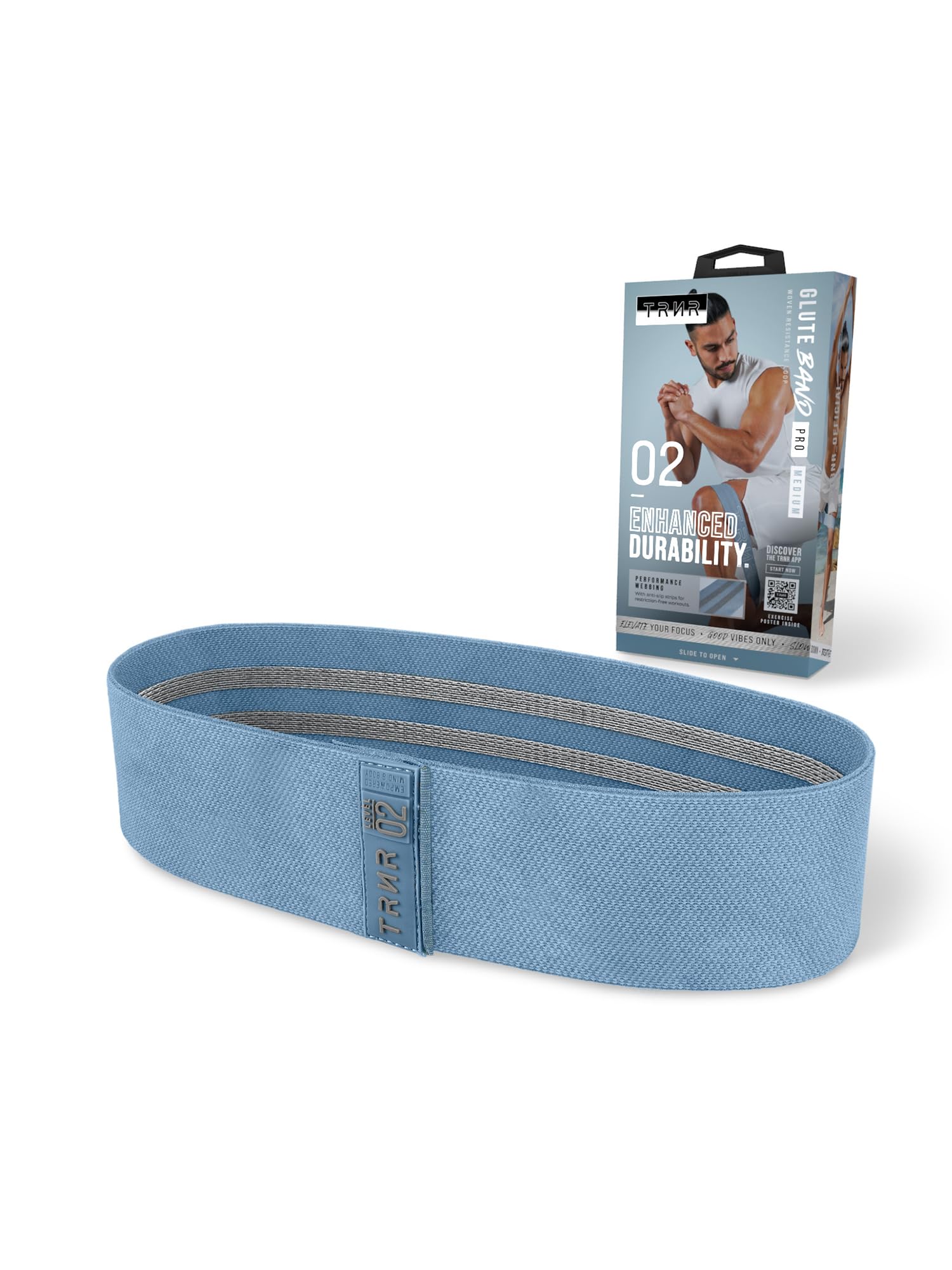 

TRNR Trainer Training Band (Single, 3 Strength Levels) Pilates Band, Hip Band, Strong Exercise Band, Medium, Blue