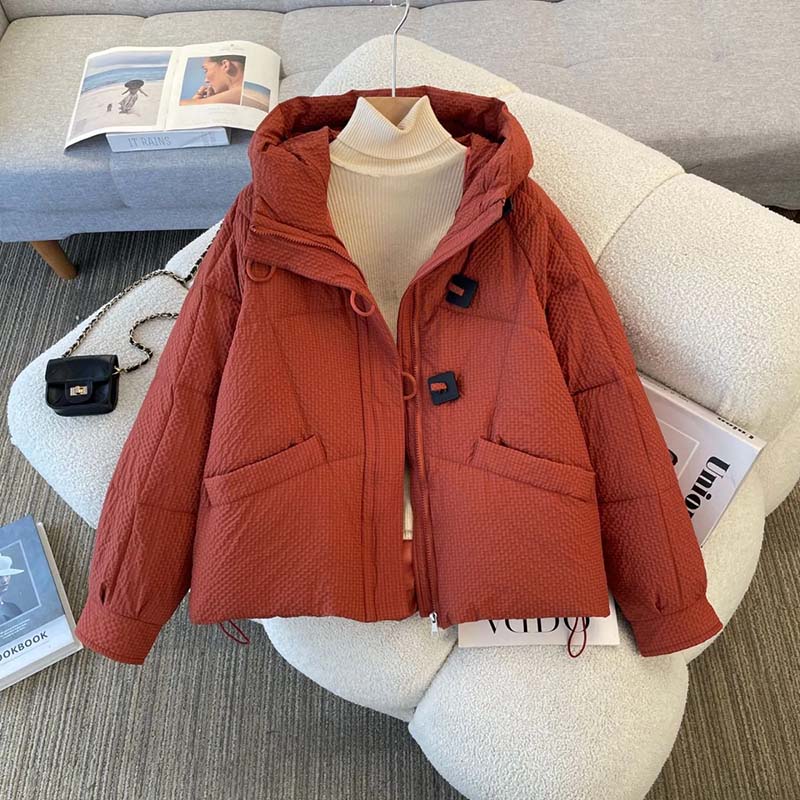 Coat for Women Down Winter Fleece Thickened Plush Windbreaker Waterproof Casual Zipper Solid Color Hooded Jacket
