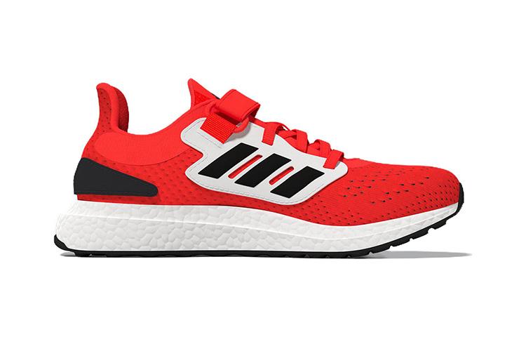 adidas Pureboost 22 Low Top Running Shoes White Red Children Aged 3 7 Years Old GZ2602