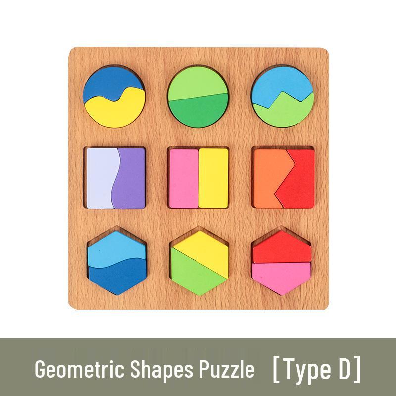 

Детский Монтессори 3D деревянный пазл: Игрушка для распознавания геометрических форм и цветов