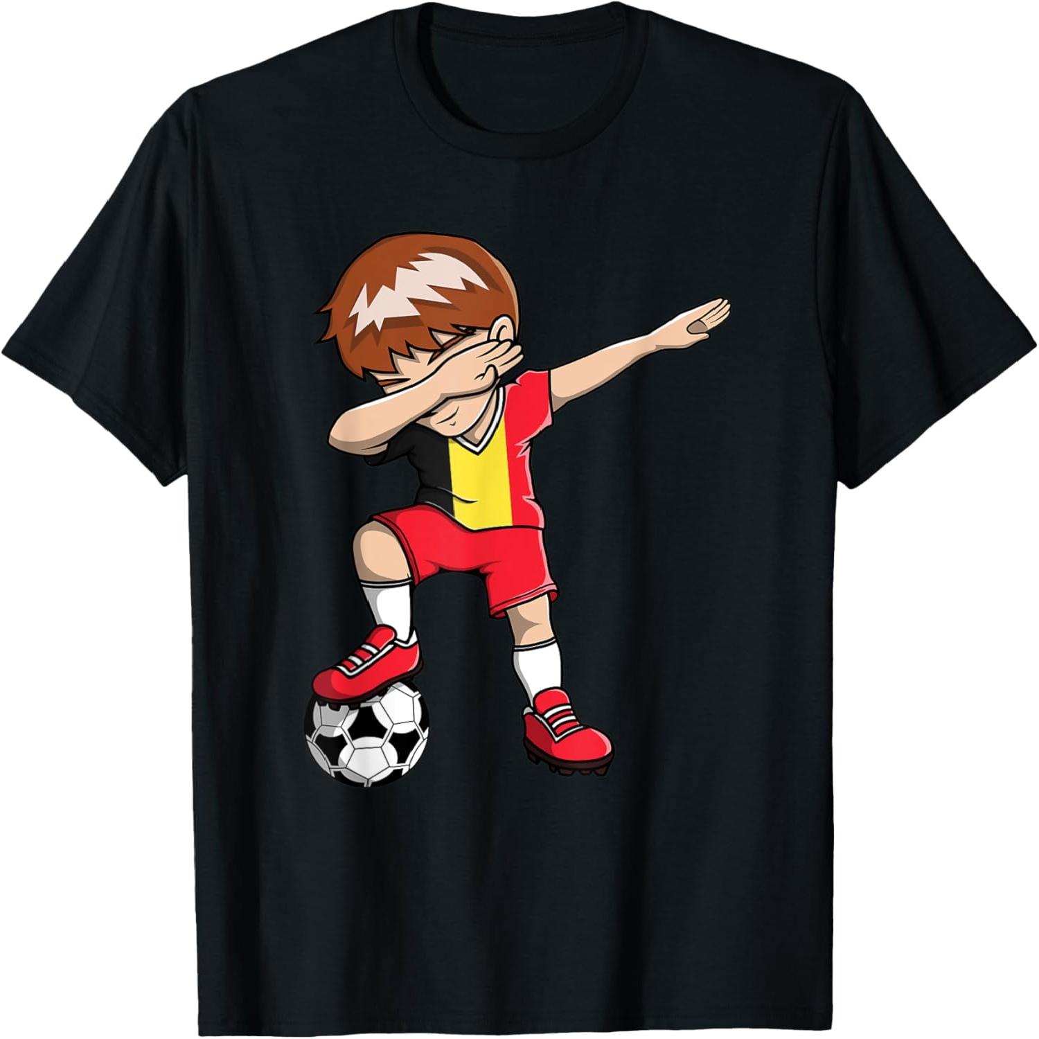 Dabbing Soccer Boy - Belgium Jersey Belgian Football Lovers T-Shirt(1) S