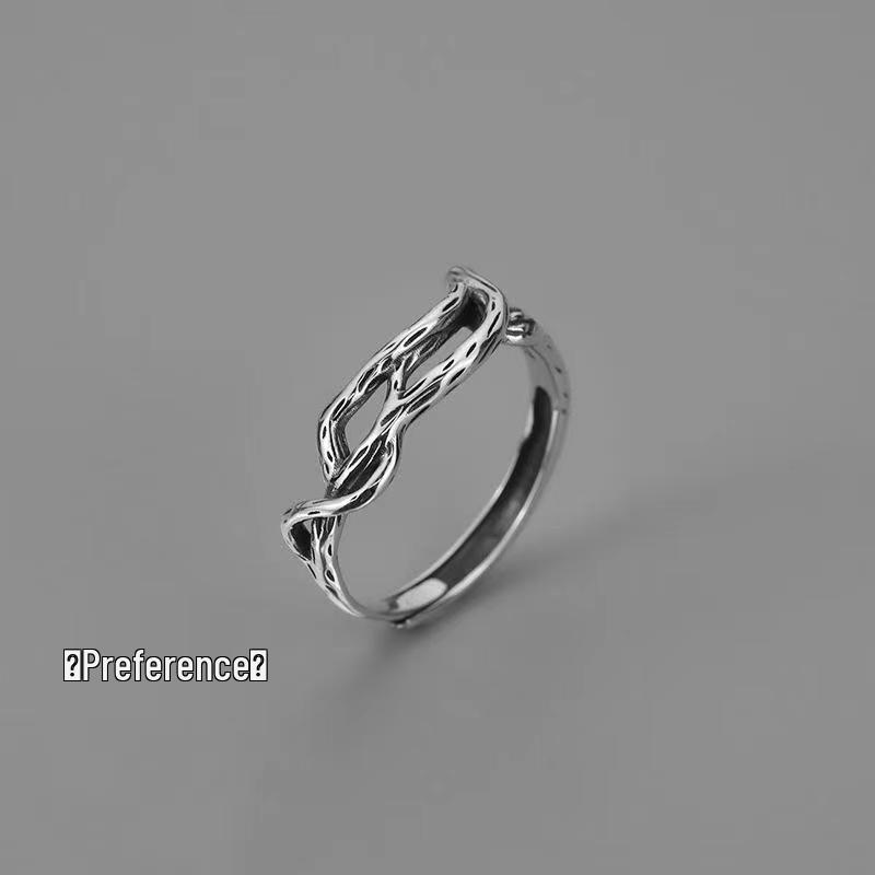 Pánský nastavitelný retro hip-hopový prsten na ukazováček - Otevřený, univerzální jednoduchý trendy prsten