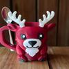 Reindeer Ice Cream Pint Holder with Spoon Slot Thermal Protection Cup Coaster Animal Shape Christmas Ice Cream Cup Holder