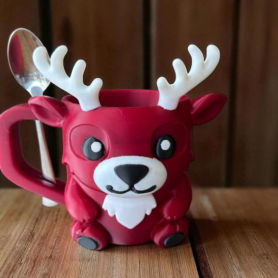 Reindeer Ice Cream Pint Holder with Spoon Slot Thermal Protection Cup Coaster Animal Shape Christmas Ice Cream Cup Holder