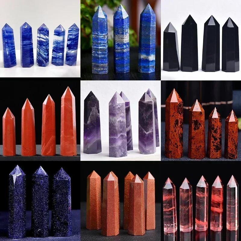 Natural Stone and Crystals Point Wand Witchcraft Rose Quartz Amethyst Home Decoration Mineral Stones Crafts Room Aquarium Decor AVE