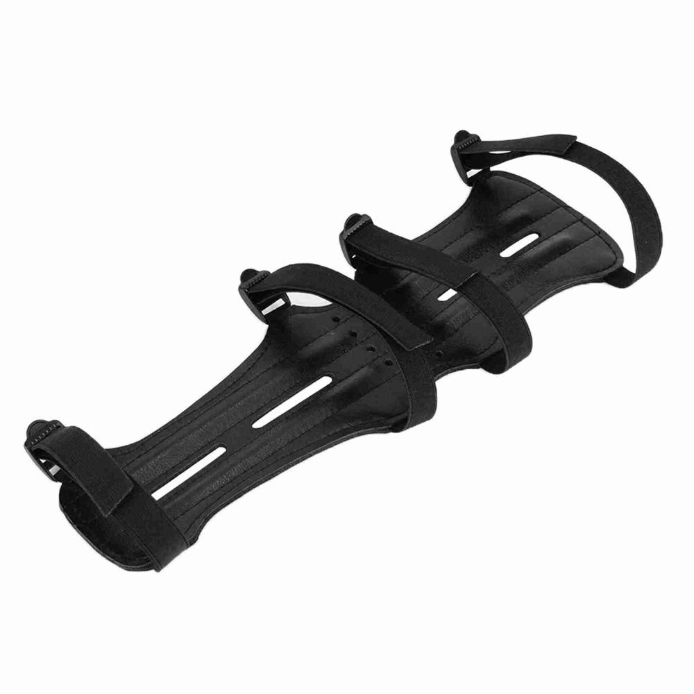 Black Leather Arm Band 12 Inch Archery Arm Band 4 Straps Archery Armguard Beginners Use