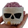 Brainy Skull Coaster Handmade Crochet Skeleton Tabletop Decor Hand Knitted Drink Cup Mat for Home Bar Decor
