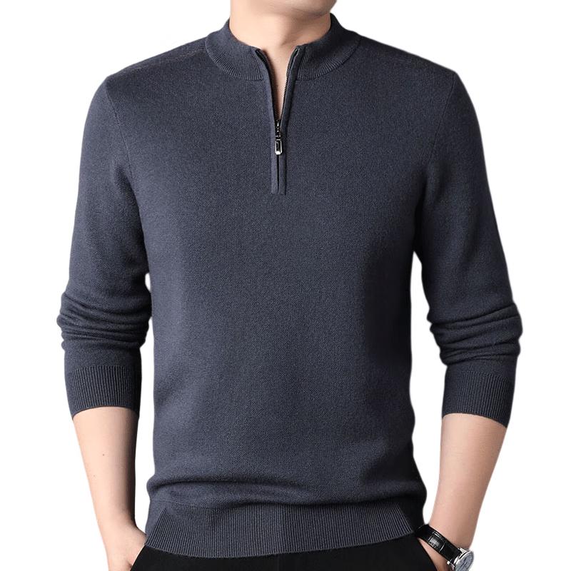 

ROMON Men s 100% Pure Wool Zipper Half-High Collar Thickened Sweater 3XL