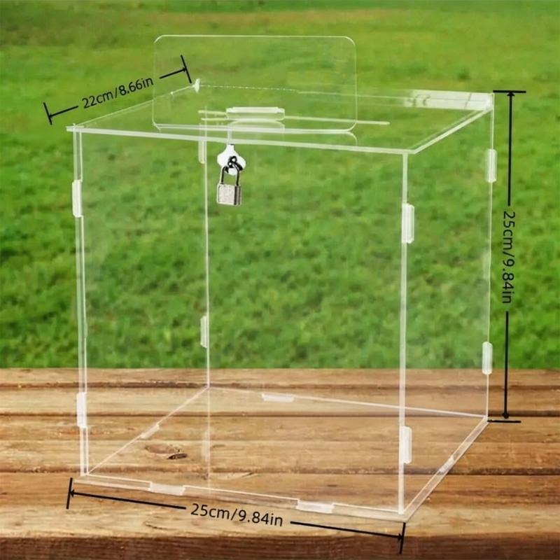 Scatola Porta Cartoline Nuziali in Acrilico Trasparente con Serratura e Chiave Contenitore Rettangolare per Cartoline per Decorazioni di Feste e Conservazione Regali