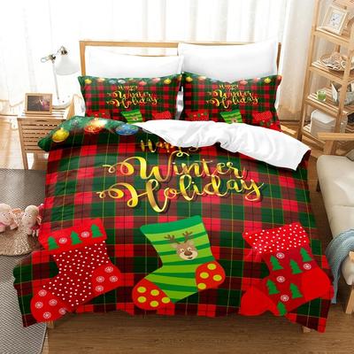 Weihnachtsmann Druck Bettwäscheset Cartoon Bettbezug Kissenbezug 2/3tlg. Erwachsene & Kinder Schlafzimmer Dekoration Luxusgeschenke