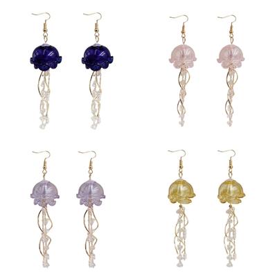 Jellyfish Shape Tassels Earrings Stylish Pendant Earrings Fashion Drop Earrings Fashionable Ear Jewelry for Woman Girls