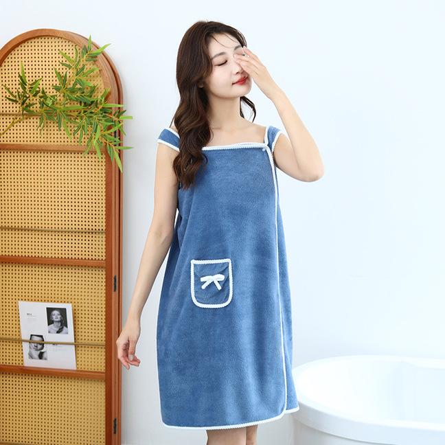 Women's Thick Coral Fleece Bath Skirt - Soft, Absorbent, No Hair Loss, Wearable Bath Towel