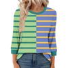 Women's Fashion Casual Seven Sleeve T-Shirt Print Round Neck Top