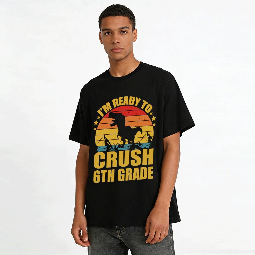 I'm Ready To Crush 6th Grade Vintage Dinosaur Kids Tee Pure cotton T-shirt